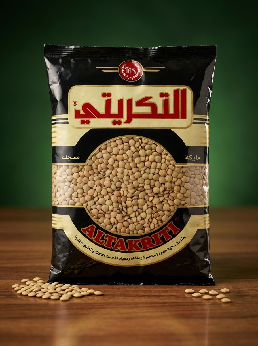 جميع أنواع العدس — عدس مجروش، عدس أبيض وعدس حوراني أسود من تعبئة التكريتي